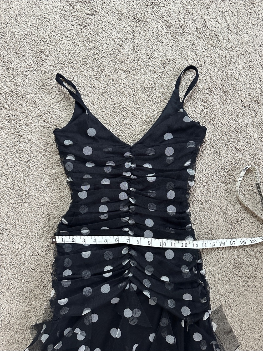 Vintage CAChe Long Polka Dot Ruched Gown Dress - Picture 4 of 10